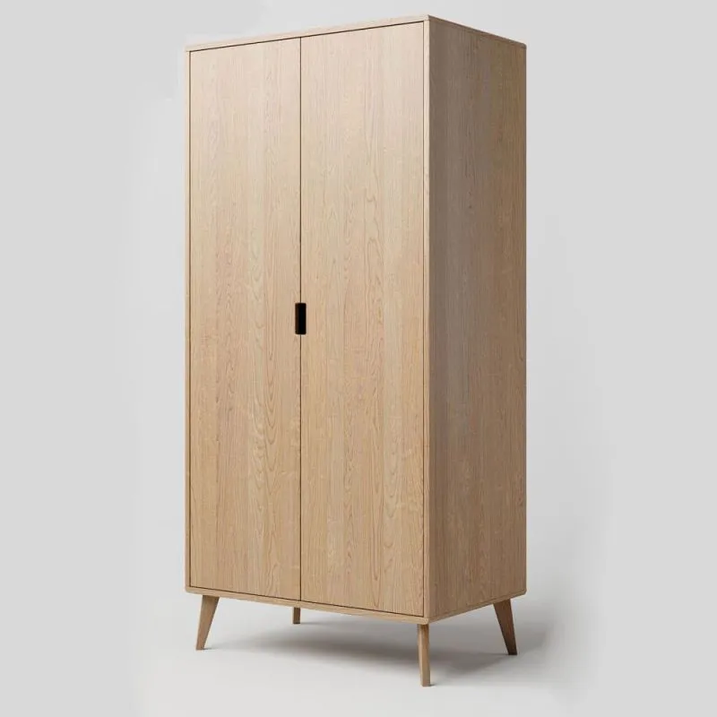 96 cm breiter Kleiderschrank mit 2 Türen | Farbe: Natur Abbildung