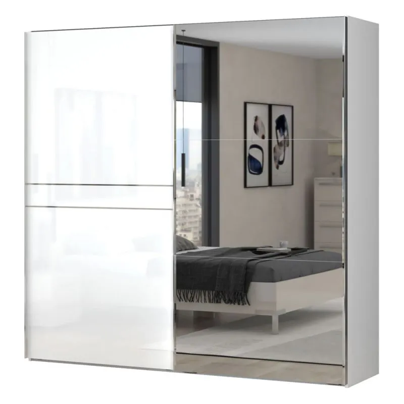 230 cm breiter Kleiderschrank mit 2 Türen | Farbe: Weiß Abbildung