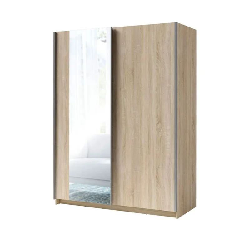 150 cm breiter Kleiderschrank mit 2 Türen | 5 Fächer | Farbe: Eiche Abbildung