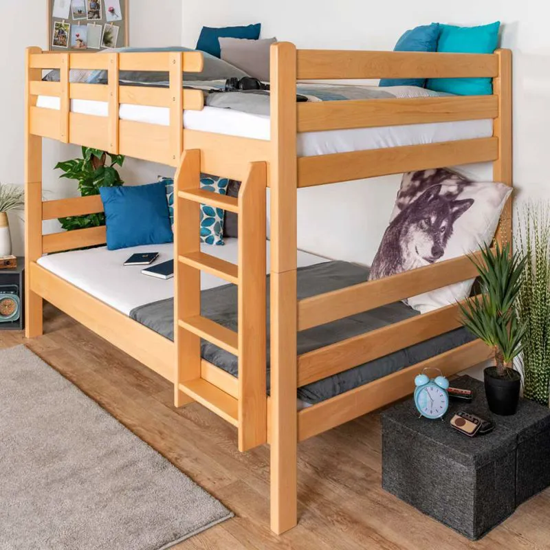 Etagenbett für Kinder 120 x 190 cm | Massivholz: Buche | Natur Lackiert | umbaubar in 2 Einzelbetten | inkl. Rollroste Abbildung