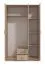 Dreitüriger Kleiderschrank mit einer Spiegeltür Kovin 04, 1,2 Meter breit, Farbe: Eiche Sonoma, zwei Schubladen, Maße: 205 x 120 x 52 cm, fünf Fächer