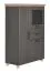 Vitrine Cuenca 02, Farbe: Eiche / Grau - Abmessungen: 132 x 95 x 39 cm (H x B x T)