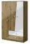 120 cm breiter Kleiderschrank mit 3 Türen, 6 Fächern und 2 Schubladen | Farbe: Eiche | Tiefe: 50 cm Abbildung