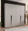 Drehtürenschrank | 4-Türig | Farbe: Kaschmir | 2 Fächer | Soft-Close-Funktion | 2 Kleiderstangen | Griffe: Schwarz | Maße: 200 x 52 x 202 cm | Kleiderschrank | ABS-Kanten