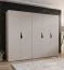 Kleiderschrank | 5-Türig | Farbe: Kaschmir | 2,5 Meter breit | Griffe: Schwarz | 3 Kleiderstangen | 3 Fächer | Maße: 250 x 52 x 202 cm | ABS-Kantenschutz
