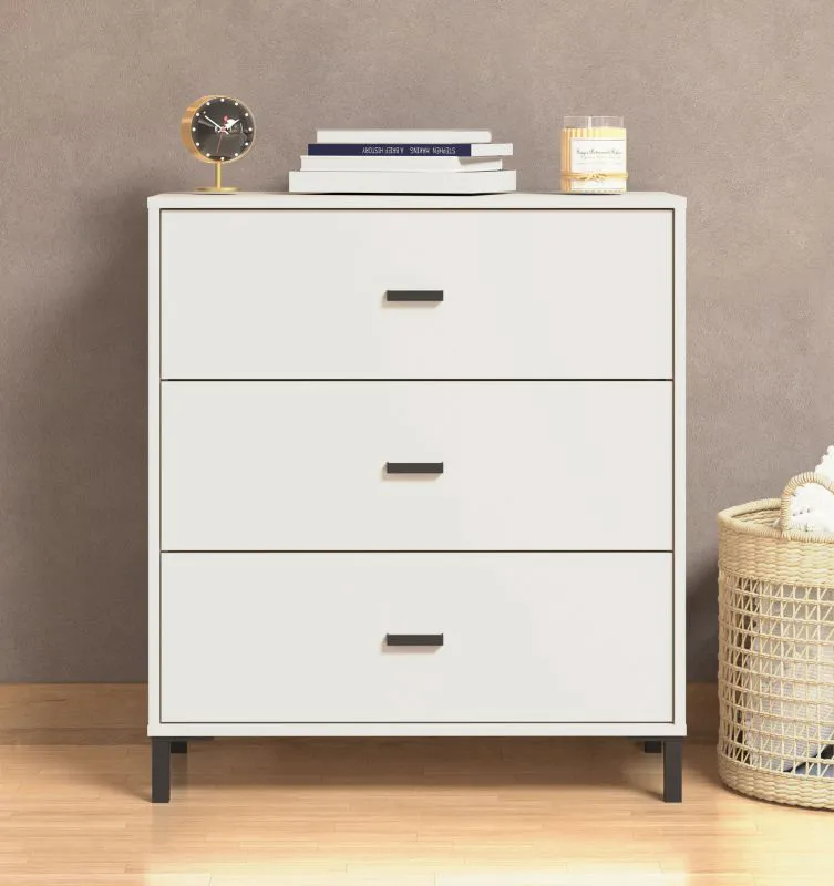 Kommode | 3 Schubladen | Farbe: Kaschmir | modernes Design | Maße: 80 x 40 x 90 cm | ABS-Kanten | Beine & Griffe: Schwarz | für Schlafzimmer