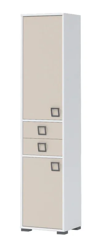 Kinderzimmer - Schrank Benjamin 25, Farbe: Weiß / Creme - Abmessungen: 198 x 44 x 37 cm (H x B x T)