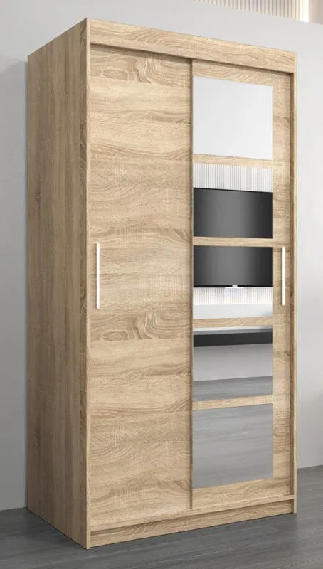 1 Meter breiter Kleiderschrank mit 2 Türen | Farbe: Sonoma Eiche Abbildung