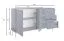 Sideboard / Kommode mit drei Schubladen Egaleo 02, Farbe: Dunkelblau, zwei Türen, zwei Fächer, Griffe & Beine: Metall, Maße: 89 x 156 x 40,5 cm, ABS-Kanten