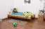 Futonbett / Massivholzbett Kiefer Vollholz massiv Eichefarben A10, inkl. Lattenrost - Abmessung 90 x 200 cm