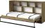 Schrankbett  / Jugendbett Garian 20 horizontal, Farbe: Eiche / Grau - Liegefläche: 90 x 200 cm (B x L)
