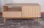 Zweiseitiger Couchtisch Acrab 06 mit 2 Schubladen, 53x 106 x 64, 2 Türen, 2 Kipptüren, Eiche Cremona, passend für Staubsaugroboter, geriffelte Fronten