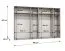 Drehtürenschrank / Kleiderschrank | Farbe: Schwarz | 3 Meter breit | 6-Türig | Griffe: Gold | 4 Fächer | Maße: 300 x 52 x 202 cm | 4 Kleiderstangen