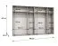 Drehtürenschrank / Kleiderschrank | Farbe: Kaschmir | 3 Meter breit | 6-Türig | Griffe: Kaschmir | 4 Fächer | Maße: 300 x 52 x 202 cm | 4 Kleiderstangen