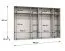 Kleiderschrank / Drehtürenschrank Korab 102, Farbe: Weiß, zwei Spiegeltüren, vier Kleiderstangen, 3 Meter breit, Griffe: Schwarz, vier Fächer, Soft-Close-Funktion