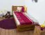 Kinderbett / Jugendbett Kiefer Vollholz massiv Eichefarben A24, inkl. Lattenrost - Abmessung 90 x 200 cm 