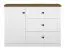 Kommode Oulainen 08, Farbe: Weiß / Eiche - Abmessungen: 86 x 120 x 40 cm (H x B x T), mit 1 Tür, 3 Schubladen und 2 Fächern