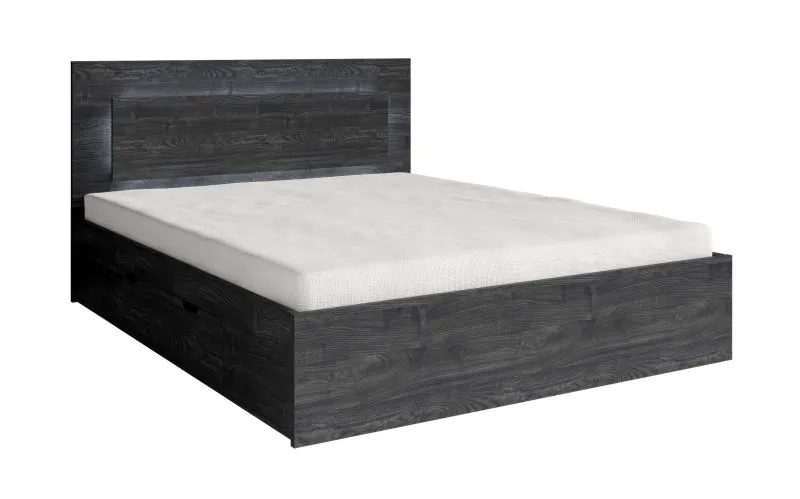 Doppelbett / Jugendbett mit Bettschublade Elafonisos 04, inklusive LED-Beleuchtung, Farbe: Eiche Wellington, Liegefläche: 160 x 200 cm