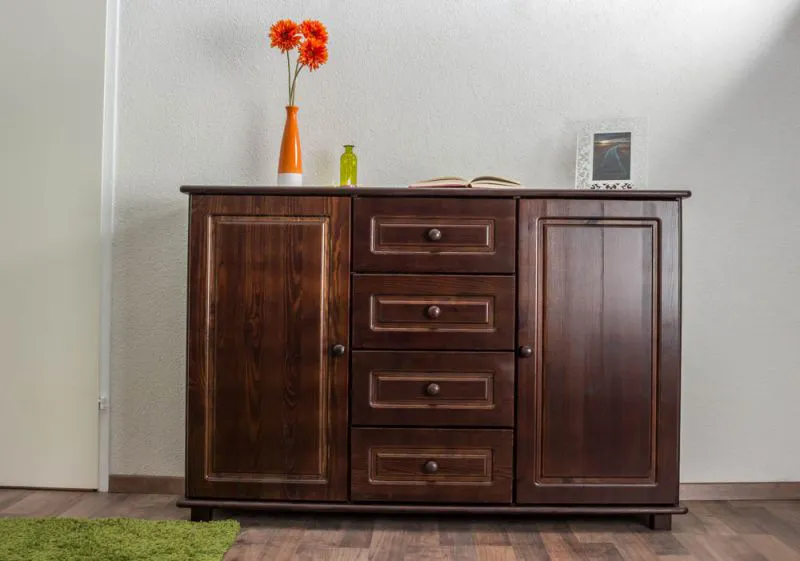 Kommode Kiefer massiv Vollholz Nussfarben 007 - Abmessung 100 x 150 x 45 cm (H x B x T)