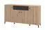 Kommode | drei Drehtüren | 1 Schublade | Farbe: Eiche Artisan / Schwarz | 6 Fächer | Maße: 170 x 40 x 90 cm | Sideboard | ABS-Kantenschutz