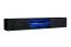 Dunkle Wohnwand Volleberg 34, Farbe: Schwarz - Abmessungen: 140 x 250 x 40 cm (H x B x T), mit blauer LED-Beleuchtung