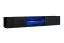 Stylische Wohnwand Volleberg 45, Farbe: Eiche Wotan / Schwarz - Abmessungen: 140 x 250 x 40 cm (H x B x T), mit LED-Beleuchtung