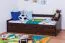 Jugendbett / Funktionsbett Kiefer massiv Vollholz Walnussfarben 94, inkl. Lattenrost - 90 x 200 cm (B x L)
