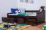 Jugendbett / Funktionsbett Kiefer massiv Vollholz Walnussfarben 94, inkl. Lattenrost - 90 x 200 cm (B x L)