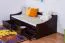 Einzelbett / Funktionsbett Kiefer massiv Vollholz Walnussfarben 94, inkl. Lattenrost - 90 x 200 cm (B x L)