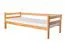 Bequemes Jugendbett, schlichtes Kinderbett "Easy Premium Line" K34, Buche Vollholz massiv Natur, Liegefläche 90 x 200 cm, inkl. Rollrost und Seitenbalken