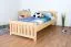 Kinderbett / Jugendbett Kiefer massiv Vollholz natur 66, inkl. Lattenrost - 100 x 200 cm (B x L)