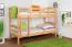 Etagenbett für Erwachsene "Easy Premium Line" K19/n, Kopf- und Fußteil mit Löchern, Buche Vollholz massiv Natur - 90 x 200 cm (B x L), teilbar