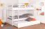 Stockbett für Erwachsene "Easy Premium Line" K18/h inkl. Liegeplatz und 2 Abdeckblenden, Kopfteil mit Löchern, Buche Vollholz massiv Weiß - Liegefläche: 90 x 200 cm, teilbar