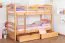 Etagenbett / Stockbett "Easy Premium Line" K19/n inkl. 2 Schubladen und 2 Abdeckblenden, Kopf- und Fußteil mit Löchern, Buche Vollholz massiv Natur - 90 x 200 cm (B x L), teilbar