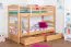 Etagenbett / Stockbett "Easy Premium Line" K21/n inkl. 2 Schubladen und 2 Abdeckblenden, Kopf- und Fußteil gerundet, Buche Vollholz massiv Natur - 90 x 200 cm (B x L), teilbar