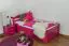 Einzelbett / Gästebett "Easy Premium Line" K1/2h inkl. 2. Liegeplatz und 2 Abdeckblenden, 90 x 200 cm Buche Vollholz massiv rosa lackiert