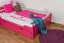 Jugendbett "Easy Premium Line" K4, inkl. 2 Schubladen und 1 Abdeckblende, 140 x 200 cm Buche Vollholz massiv rosa lackiert