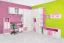 Kinderzimmer - Drehtürenschrank / Kleiderschrank Luis 11, Farbe: Eiche Weiß / Rosa - 218 x 80 x 52 cm (H x B x T)