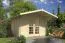 Gartenhaus aus nordischen Fichtenholz, 70 mm Blockbohlenhaus, Fenster und Tür aus Isolierglas, Grundfläche: 10,24 m², Satteldach, Außenmaße: 320 x 320 cm