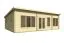 Ferienhaus / Gartenhaus mit 5 Räume, inkl. Fußboden, aus nordischen Fichtenholz, 40 mm Blockbohlenhaus, Grundfläche: 49,9 m², Außenmaße: 840 x 595 cm, Fenster und Tür aus Isolierglas, Flachdach