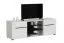 Wohnzimmer Komplett - Set C Idos, Farbe: Weiß / Weiß Hochglanz / Eiche Grau / Schwarz, mit Parsolglas, zwei Vitrinen, ein Wandregal, ein TV-Schrank, eine Kommode und ein Couchtisch