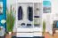 Kleiderschrank Kiefer Vollholz massiv weiß lackiert 017 - Abmessung 190 x 133 x 60 cm (H x B x T)