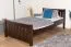 Modernes Jugendbett Buche Massivholz 107, Walnussfarben, Liegefläche 100 x 200 cm, inkl. Lattenrost, bequemes Kinderbett, gut kombinierbar, stabil