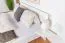 Weißes Doppelbett, bequemes Gästebett Buche Massivholz 110, inkl. Lattenrost, Matratzenmaße 180 x 200 cm, schlichtes Design, langlebig