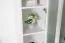 Weiße Vitrine Kiefer Massivholz Columba 03, stabil und modern, 195 x 40 x 50 cm, mit 4 Fächern und 2 geräumigen Schubladen