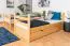 Etagenbett / Stockbett 90 x 200 cm für Kinder "Easy Premium Line" K17/n inkl. 2 Schubladen und 2 Abdeckblenden, Buche Massivholz Natur lackiert, teilbar