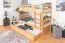 Stockbett 90 x 200 cm für Erwachsene "Easy Premium Line" K17/n inkl. Liegeplatz und 2 Abdeckblenden, Buche Massivholz Natur lackiert, teilbar