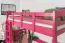 Hochbett 90 x 200 cm für Erwachsene, "Easy Premium Line" K22/n, Buche Massivholz rosa lackiert, teilbar