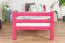 Hochbett 90 x 200 cm, "Easy Premium Line" K22/n, Buche Massivholz rosa lackiert, teilbar