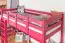 Hochbett 90 x 200 cm, "Easy Premium Line" K22/n, Buche Massivholz rosa lackiert, teilbar